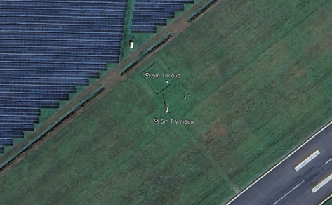 Luchtfoto van oude en nieuwe situatie