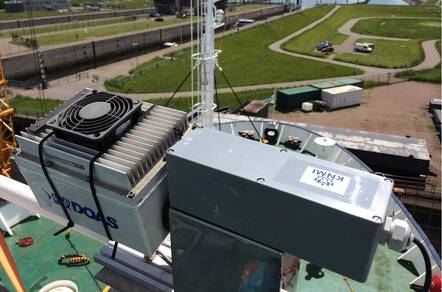 KNMI-meetinstrument om luchtkwaliteit te meten tijdens poolexpeditie. Bron: KNMI