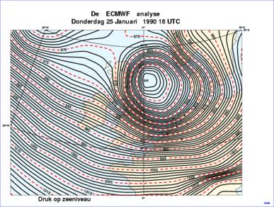 Weerkaart 25 januari 1990 (bron ECMWF)