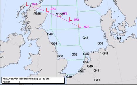De koers van de storm op 28 december 2001