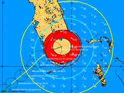 Windkaart orkaan Wilma 24 okt. '05 (bron: PC Weather Products)