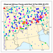 Neerslag in de Alpen in 48 uur