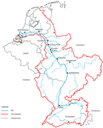 Stroomgebied van de Rijn (bron RIZA, Lelystad)