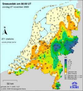 Sneeuwhoogtes 27 november 2005