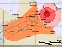 Verwachte koers van tropische cycloon Yasi (Bron: Bureau of Meteorology )