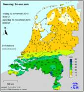 Neerslagkaart zaterdag 13 november 2010 (Bron: KNMI)