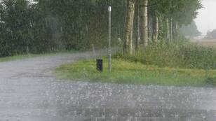 Herwijnen kreeg op 28 juni zelfs 79 mm binnen een uur, voor Nederland een uitzonderlijke grote neerslagintensiteit  (foto: Jannes Wiersema)