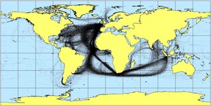Weerwaarnemingen op zee door schepen. Bron: KNMI