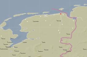 Stations waarop de beide aardbevingen geregistreerd zijn. De witte lijnen geven de afstanden van de meetstations naar de aardbeving weer.