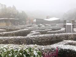 Sneeuw op de Vaalserberg op het Drielandenpunt in Limburg op 14 oktober 2015. Foto Lisette Heiligers L1/Meteo Limburg