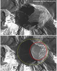 Beeld van krater van de COSMO-SkyMED satelliet