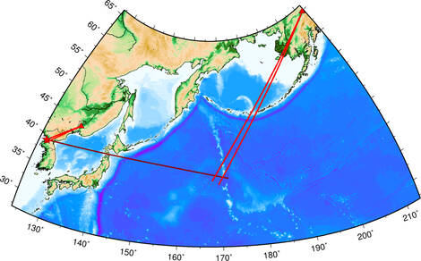 Geografische kaart met de lanceringslocatie