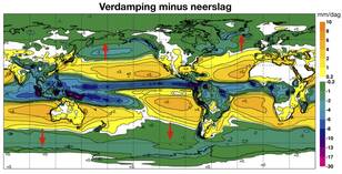 Kaart van neerslag minus verdamping