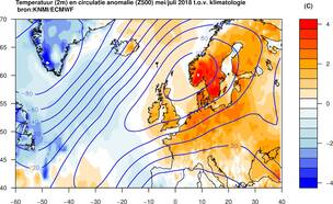 weerkaart van mei-juli 2018