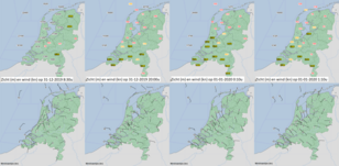 Zicht en wind op oud en nieuw 2019-2020. De meetvelden liggen in het buitengebied en zullen de zeer dichte vuurwerkmist in de steden missen.