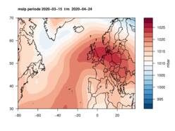 Luchtdrukpatroongemiddeld over de afgelopen 40 dagen.