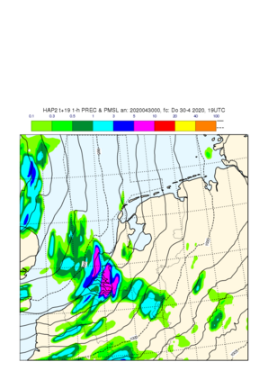 kaart van nederland van onweersbuien met weermodel harmonie