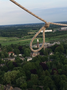Uitzicht vanuit een ballon op het KNMI. Foto: Peter Bouman