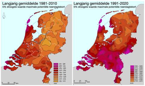 Klimaatnormaal5% droogste jaren in Nederland
