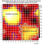 Aantal dagen dat de start van de zomer invloed heeft op het verdere verloop