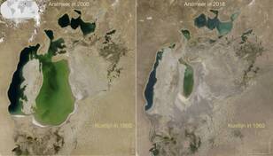 Aralmeer in 2000 en 2018