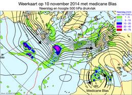 Weerkaart van medicane Blas op 10 november 2021