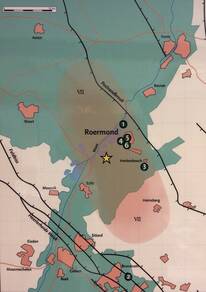 Overzichtskaart van het getroffen gebied van de aardbeving bij Roermond in 1992