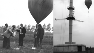 Cabauw, Oplating radiosonde, ca. 1975 (KNMI) 