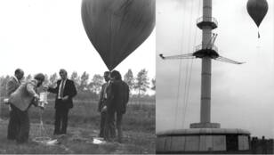 Cabauw, Oplating radiosonde, ca. 1975 (KNMI) 