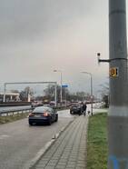 foto van NO2 meetbuisje in Nederland bij druk verkeer