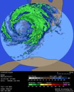 Regionaal radarbeeld Wilma (regen 24 okt. '05; bron: Palm Beach)