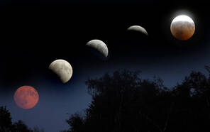 Fotocollage maansverduistering 16 augustus 2008 (foto's: Robert Hoetink, Enschede)