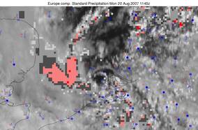 Composiet van radar- en satellietbeelden op 20 augustus 2007 (opname Jacob Kuiper)