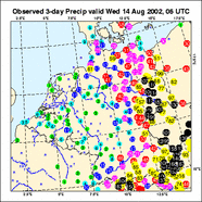 Hoeveelheid regen in drie dagen in Oost-Duitsland