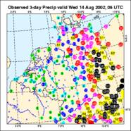 Hoeveelheid regen in drie dagen in Oost-Duitsland