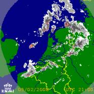 KNMI-radarbeelden late avond 5 februari 2008