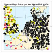 Neerslaghoeveelheden in West-Europa over augustus 2010 (Bron: KNMI)
