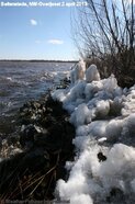 Zelfs begin april lag er nog een dikke laag ijs op riet en stenen die in de koude droge lucht niet smelt (foto: Jaob Kuiper)
