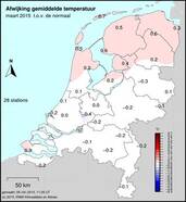 Opmerkelijk in maart: in noorden zacht, in zuiden ook te koud (Bron: KNMI)