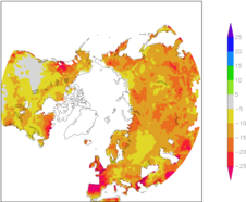 De trend in het begin van de lente over 1880–2013. 