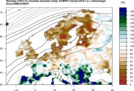 weerkaart met luchtdruk van mei-juli 2018