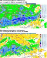 Kaarten van Sneeuwval op zaterdag 5 en zondag 6 januari. 