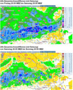 Kaarten van Sneeuwval op zaterdag 5 en zondag 6 januari. 