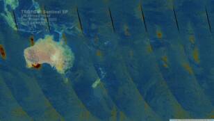 Tropomi beelden van bosbranden in Australië van december 2019 tot en met februari 2020