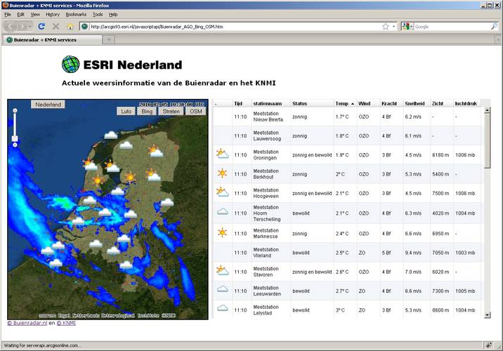 Figure 4. ESRI portal using the KNMI radar web mapping service.