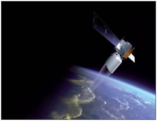 Figure 2. Artist impression of the ESA earth explorer mission ADM-Aeolus that will provide a global coverage of wind information for the first time in history (courtesy ESA).