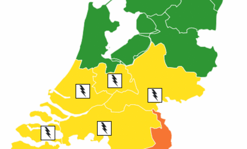 Figuur 2: Waarschuwingskaart KNMI, in Limburg staat code oranje uit.