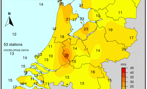 Figuur 5: maximale windsnelheid op 5 juni 2019 (1 m/s = 3,6 km/uur, 10 m/s=36 km/uur)