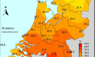 Figuur 2: maximumtemperatuur op 1 juli 2025