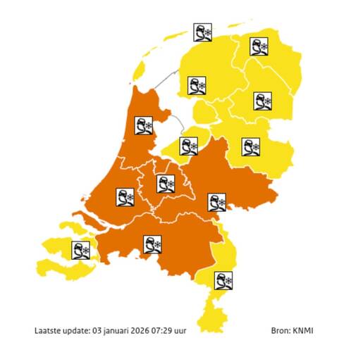 Figuur 5: Waarschuwingen KNMI 03 januari 07:29 uur